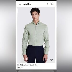 Slim Fit Sage Green Stretch Shirt